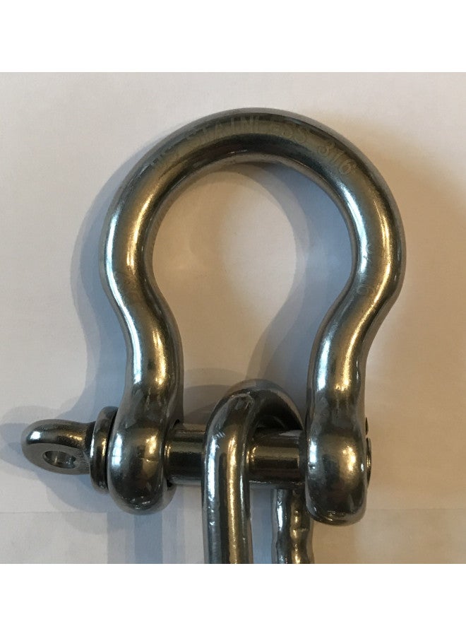 US STAINLESS 1/4" by 4 Foot US Stainless Stainless Steel 316 Anchor Chain 1/4" or 6mm by 4' Long Shackles - Boat - Image 3