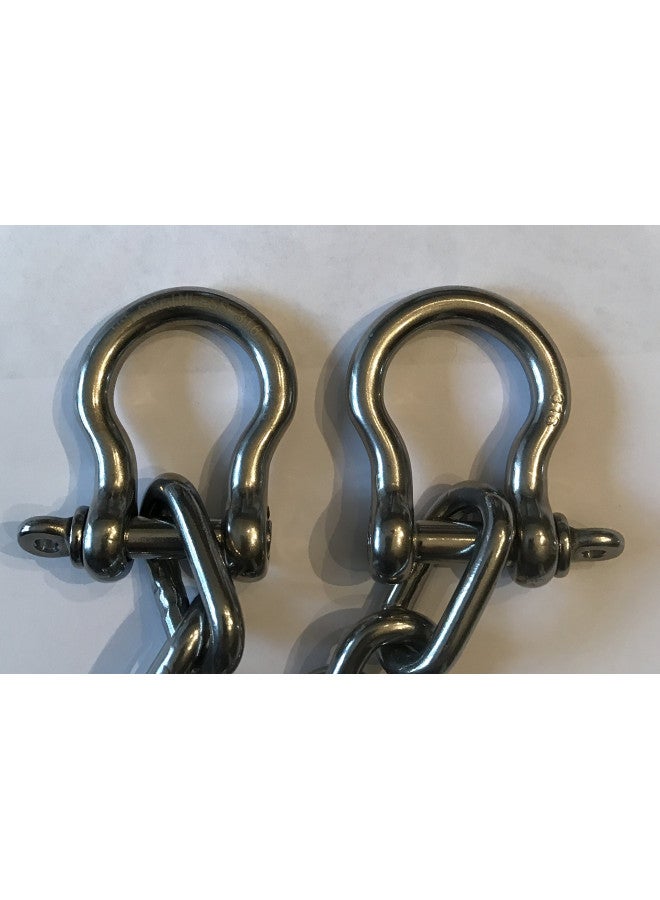 US STAINLESS 1/4" by 4 Foot US Stainless Stainless Steel 316 Anchor Chain 1/4" or 6mm by 4' Long Shackles - Boat - Image 1