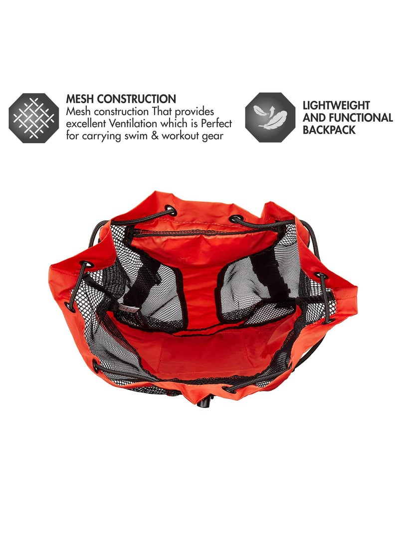 سبا لوكستيك شبكة كبيرة المومياء على ظهره ، مناسبة للسباحة الرطبة ، وصالة للألعاب الرياضية ومعدات التدريب ، الأحمر - Image 2