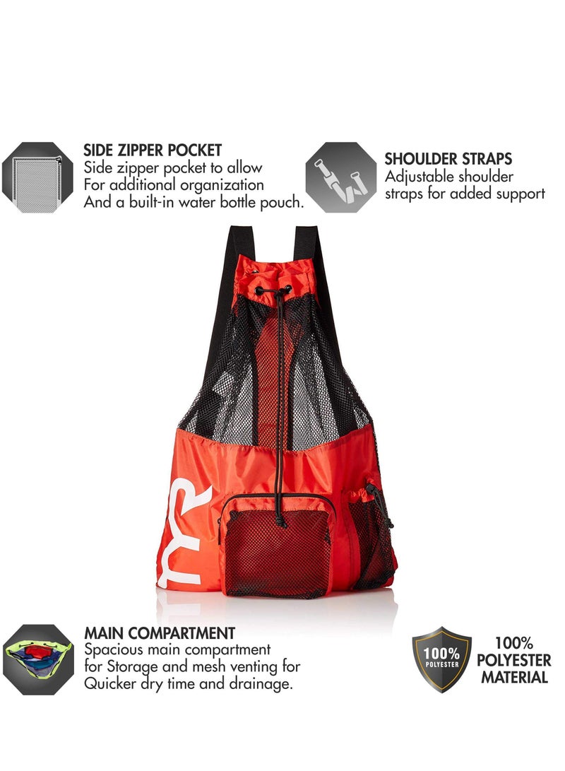 سبا لوكستيك شبكة كبيرة المومياء على ظهره ، مناسبة للسباحة الرطبة ، وصالة للألعاب الرياضية ومعدات التدريب ، الأحمر - Image 3