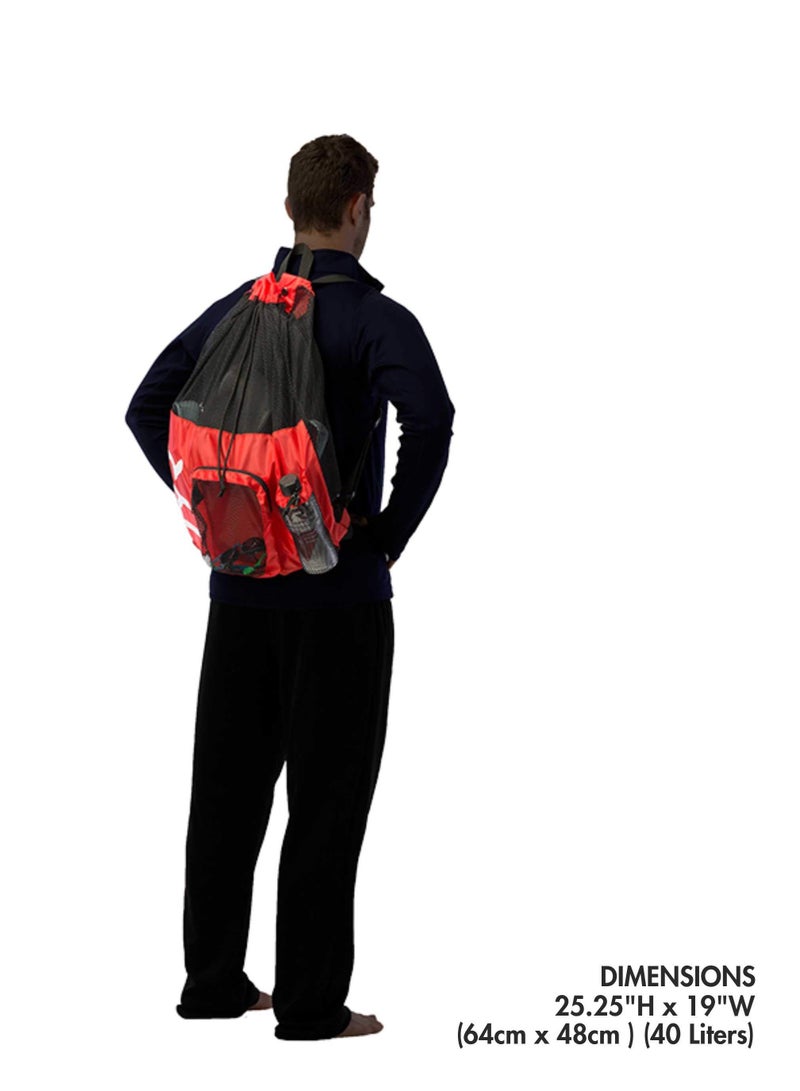 سبا لوكستيك شبكة كبيرة المومياء على ظهره ، مناسبة للسباحة الرطبة ، وصالة للألعاب الرياضية ومعدات التدريب ، الأحمر - Image 4