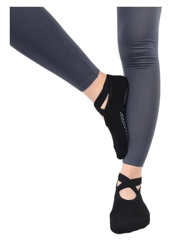 شرابات يوجا مع قبضة مضادة للانزلاق للبيلاتس والتمدد والباليه والرقص والتمارين واللياقة البدنية للنساء من اوزياك (اسود) - Image 1