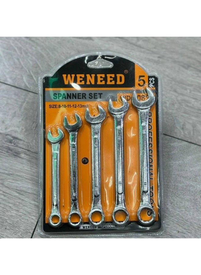 طقم مفاتيح 5 مقاسات (8–10–11–12–13) WD-9087 / AS-33 – للسيارات والصيانة المنزلية