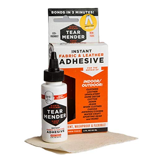 Tear Mender Instant Fabric & Leather Adhesive Kit with Patch for Jeans, 2 oz Bottle, Liquid, TM-3 - Image 1