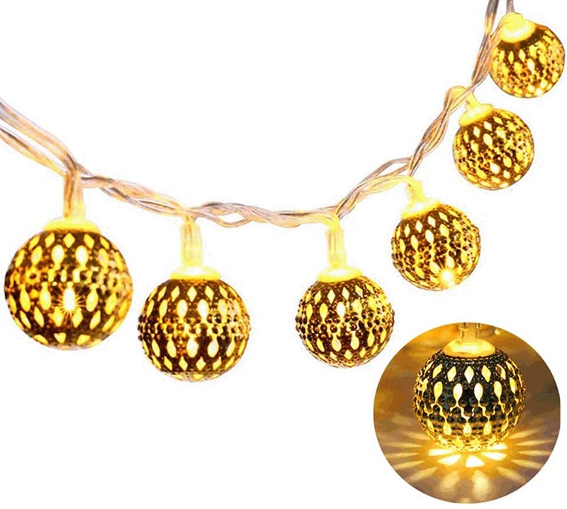 VELOCIOUS VELOCIOUS 10Ft 20 LED Moroccan Globe LED Fairy String Lights Party Hanging Waterproof Lights Decor for Christmas Garden Porch Patio Indoor Wedding Warm White Moroccan String Light  - Image 3