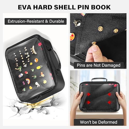 Dilobio Enamel Pin Display Bag EVA Hard Shell Pin Trading Book, 18 Page Collectible Pin Board, Pin Display Case for Collectors, Suitable for Storing Enamel Pins, Sports Pins, Earrings and Brooches - Image 4