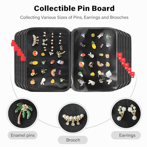 Dilobio Enamel Pin Display Bag EVA Hard Shell Pin Trading Book, 18 Page Collectible Pin Board, Pin Display Case for Collectors, Suitable for Storing Enamel Pins, Sports Pins, Earrings and Brooches - Image 3