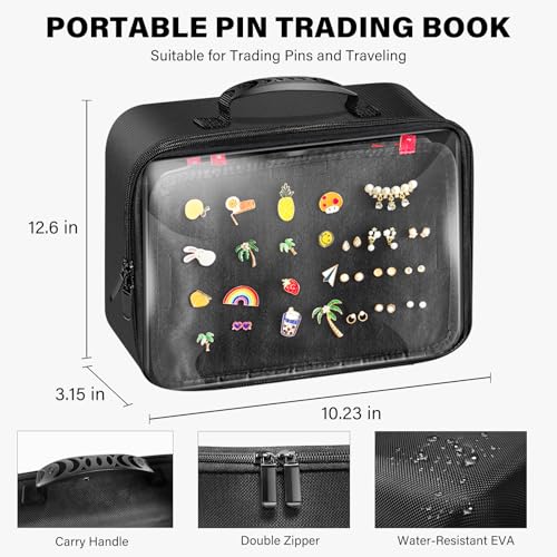 Dilobio Enamel Pin Display Bag EVA Hard Shell Pin Trading Book, 18 Page Collectible Pin Board, Pin Display Case for Collectors, Suitable for Storing Enamel Pins, Sports Pins, Earrings and Brooches - Image 5
