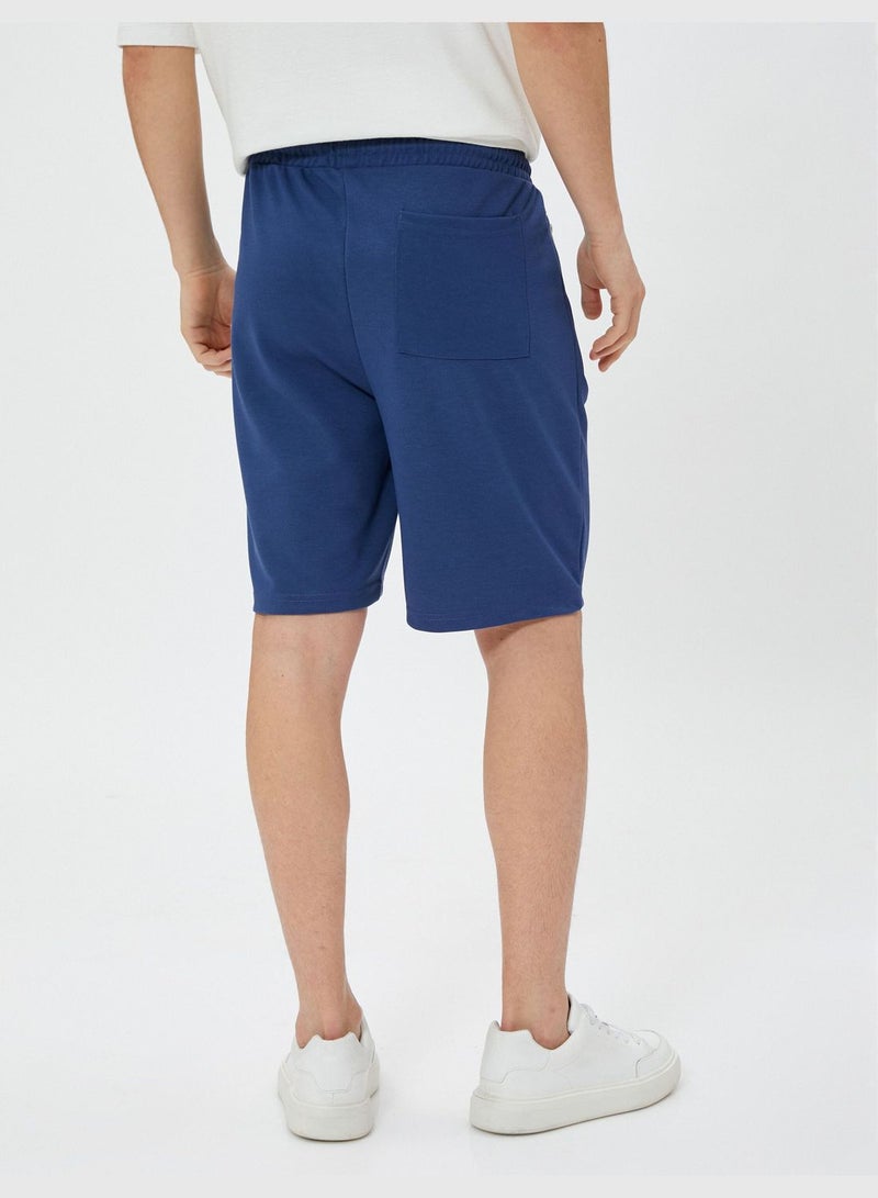 KOTON Bermuda Shorts Slogan Printed Drawstring Zipper Pocket Detailed Slim Fit  - Image 4