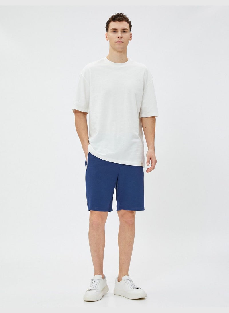 KOTON Bermuda Shorts Slogan Printed Drawstring Zipper Pocket Detailed Slim Fit  - Image 1