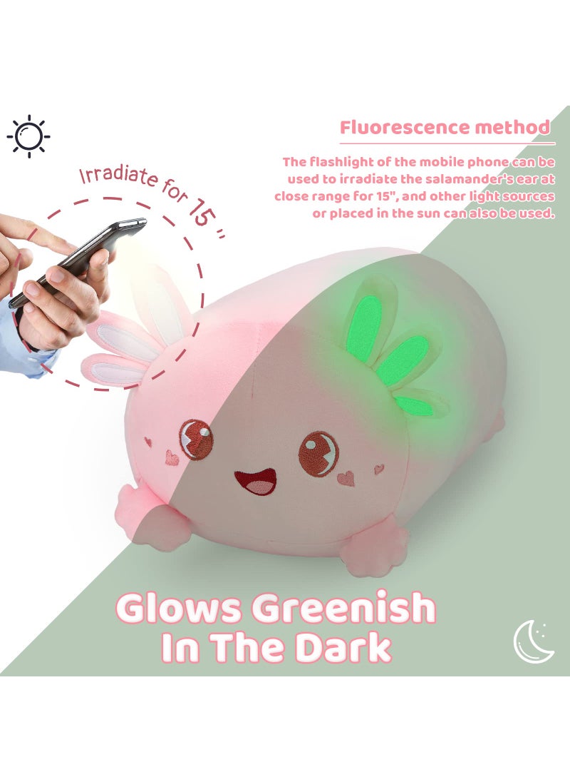 AIXINI AIXINI Cute Pink Axolotl Plush Pillow 8"" Luminous Salamander Axolotl Stuffed Animal  Soft Kawaii Plushies Hugging Plush Squishy Pillow Toy Gifts for Kids Bedding Sleeping  - Image 5