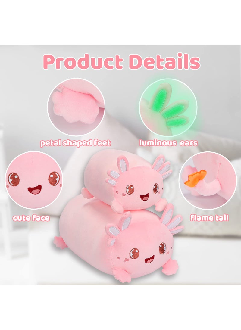 AIXINI AIXINI Cute Pink Axolotl Plush Pillow 8"" Luminous Salamander Axolotl Stuffed Animal  Soft Kawaii Plushies Hugging Plush Squishy Pillow Toy Gifts for Kids Bedding Sleeping  - Image 3