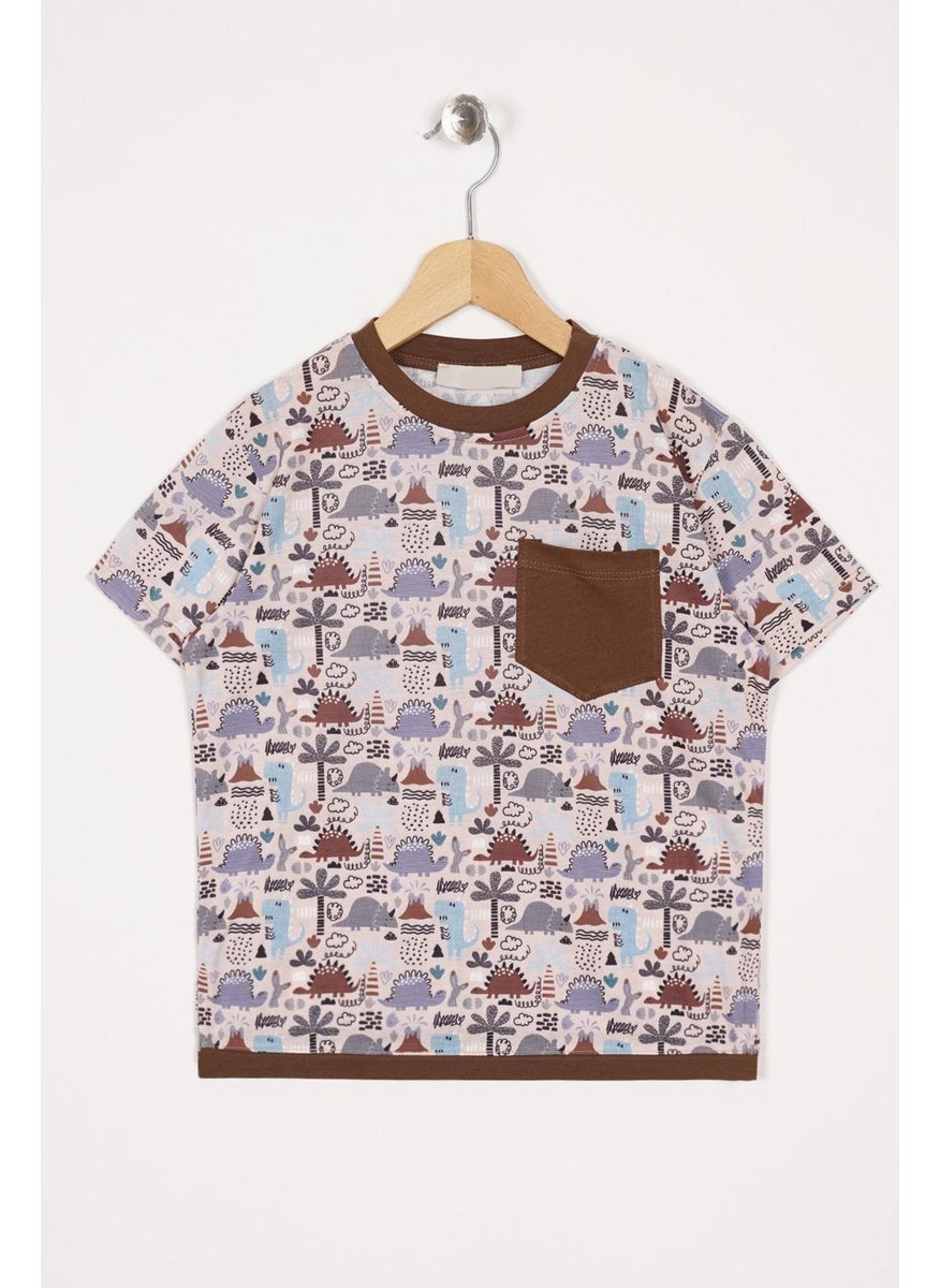WEWE - 123242 Boy 3-7 Years Old Applique Pocket Detailed T-shirt - Image 1