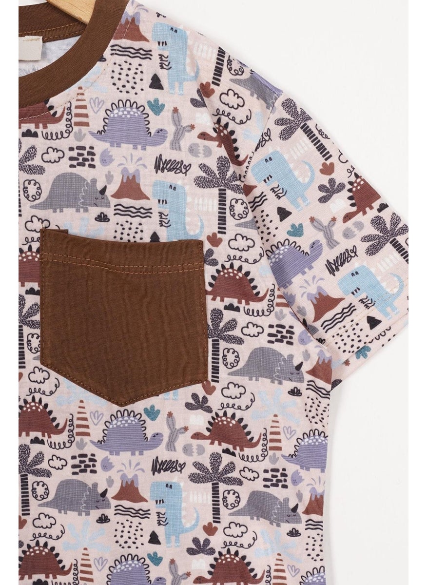 WEWE - 123242 Boy 3-7 Years Old Applique Pocket Detailed T-shirt - Image 1