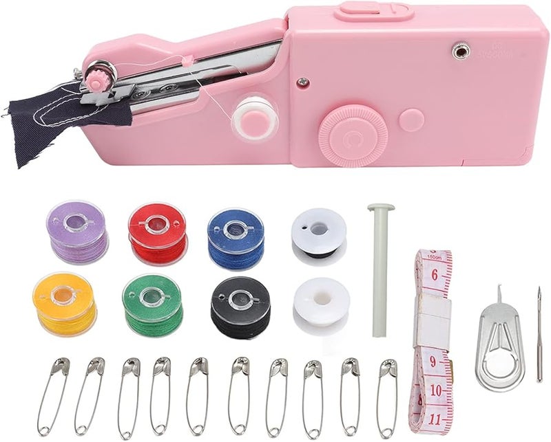 Handheld Sewing Machine Portable Electric Mini Stitching Kit for Beginners Home Travel Roseate - Image 1
