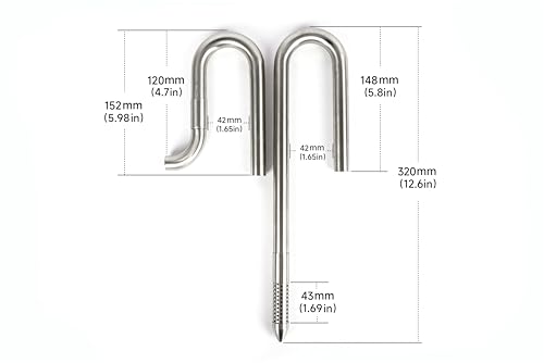 LANDEN 304 Stainless Steel Lily Pipes with Clamps for Rimless Glass Aquarium, Inflow and Outflow Set (Pipe Diameter 16mm) - Image 2