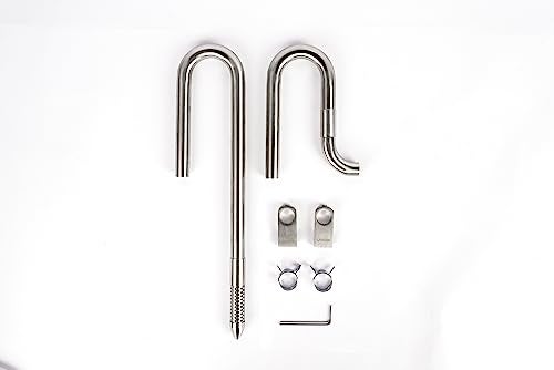 LANDEN 304 Stainless Steel Lily Pipes with Clamps for Rimless Glass Aquarium, Inflow and Outflow Set (Pipe Diameter 16mm) - Image 3