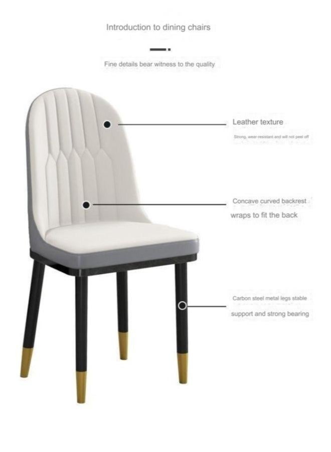 fashionhome طاولة طعام مستطيلة صناعية حديثة متعددة الاستخدامات من الحجر المسنتر و4 كراسي ذات منحنى مقعر للمطبخ والحمام من المعدن والرخام 120 × 60 × 75 و40 × 42 × 86 سنتيمتر - Image 2