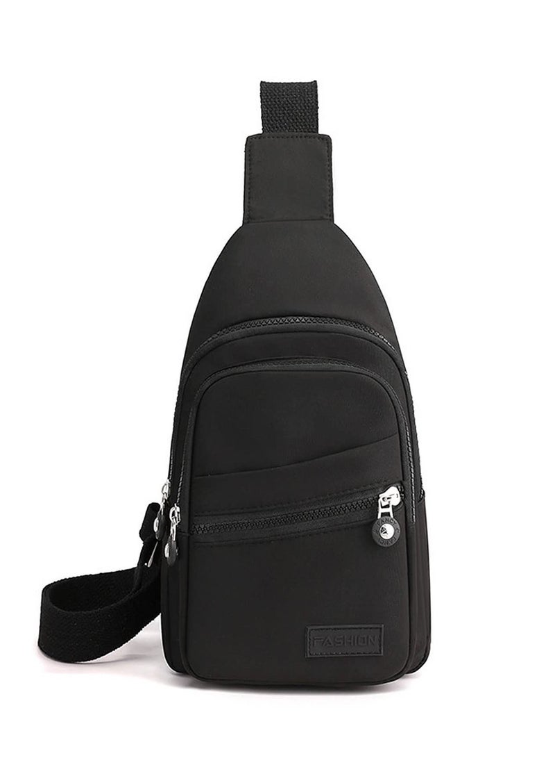 SYOSI Sling Bag Backpack, Anti Theft Chest Shoulder Bag Crossbody Gym Daypack with Earphone Hole for Outdoor Cycling Travel Hiking Men Women(BLACK)  - Image 1