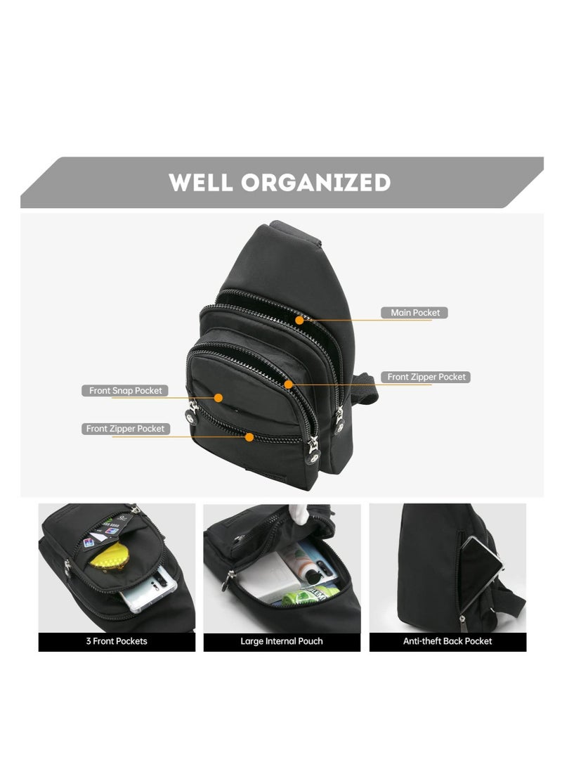 SYOSI Sling Bag Backpack, Anti Theft Chest Shoulder Bag Crossbody Gym Daypack with Earphone Hole for Outdoor Cycling Travel Hiking Men Women(BLACK)  - Image 4