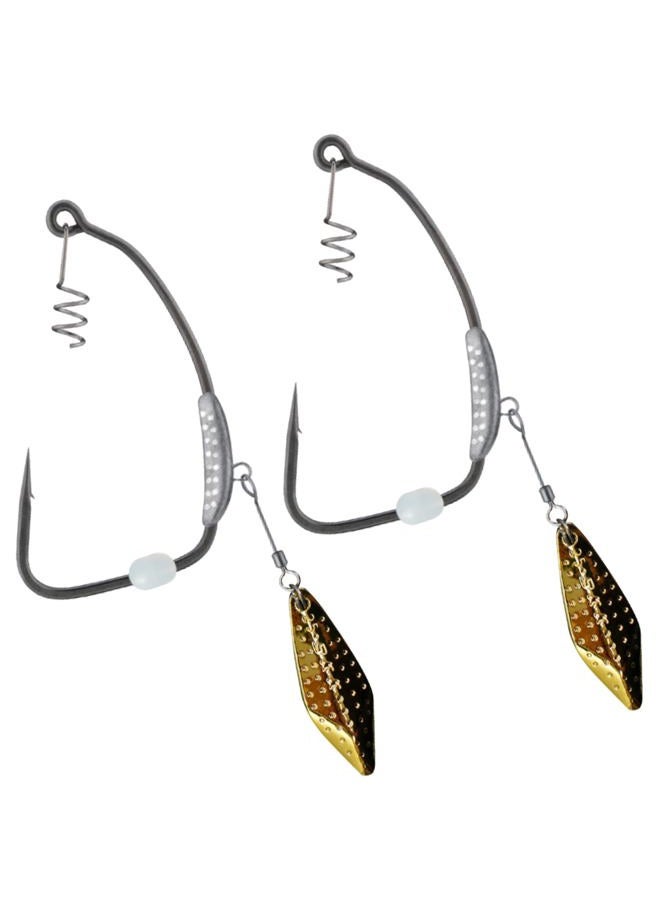 TITANDIVER GOLD Swimbait Hook | 2/0 | 1/16oz | 2-Pack | 2X |Needle Hook Point | Super Slide Coating | Fixed Lead | Removable Teaser Blade | Locking Spring | Weedless Fishing