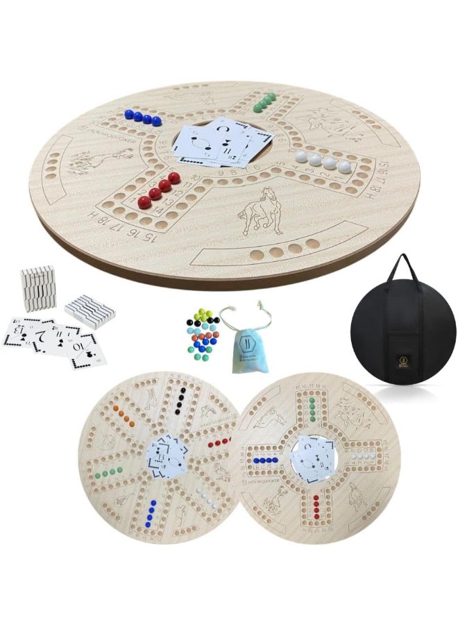 JACKAROOJOKER Jakaro Board Game Set, Double-Sided 4-6 Player, with Marbles, Cards and Carrying Bag - Image 1