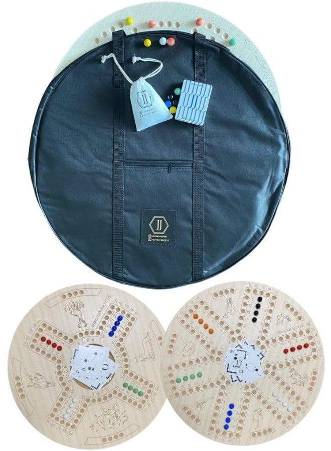 JACKAROOJOKER Jakaro Board Game Set, Double-Sided 4-6 Player, with Marbles, Cards and Carrying Bag - Image 2