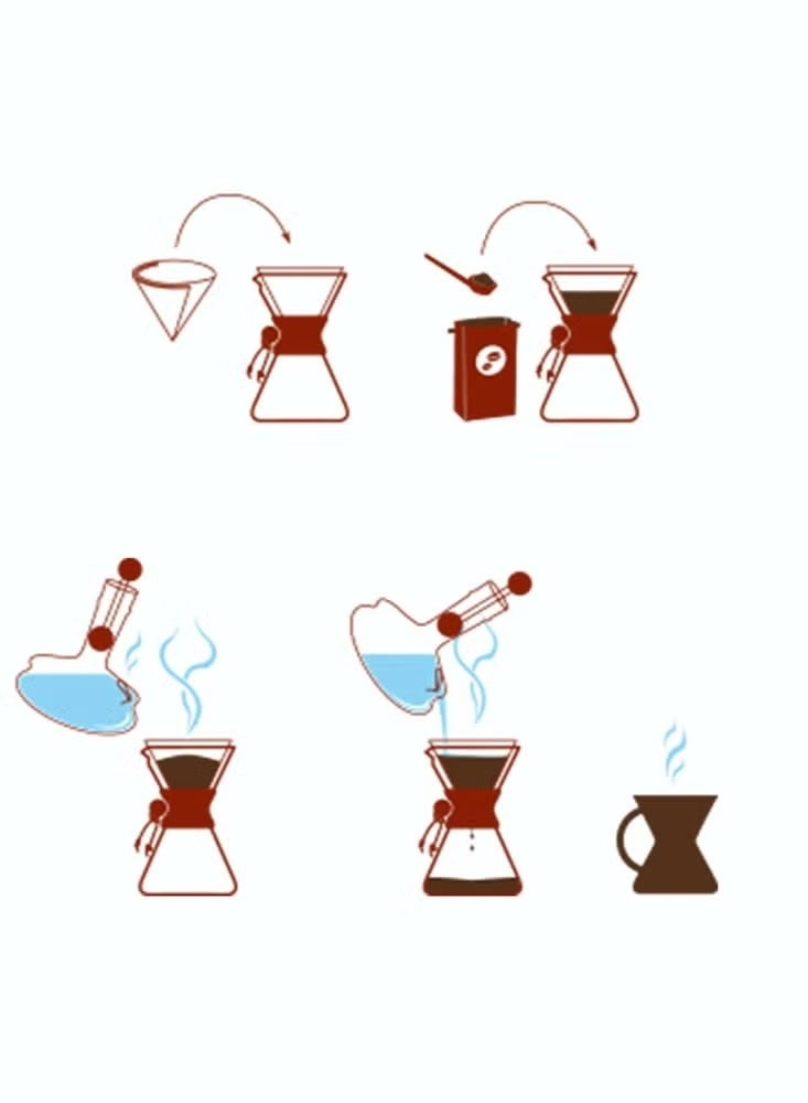3 Cup Classic Coffee Maker, Borosilicate Glass with A Polished Wood Collar and Leather Tie 600ml - Image 2