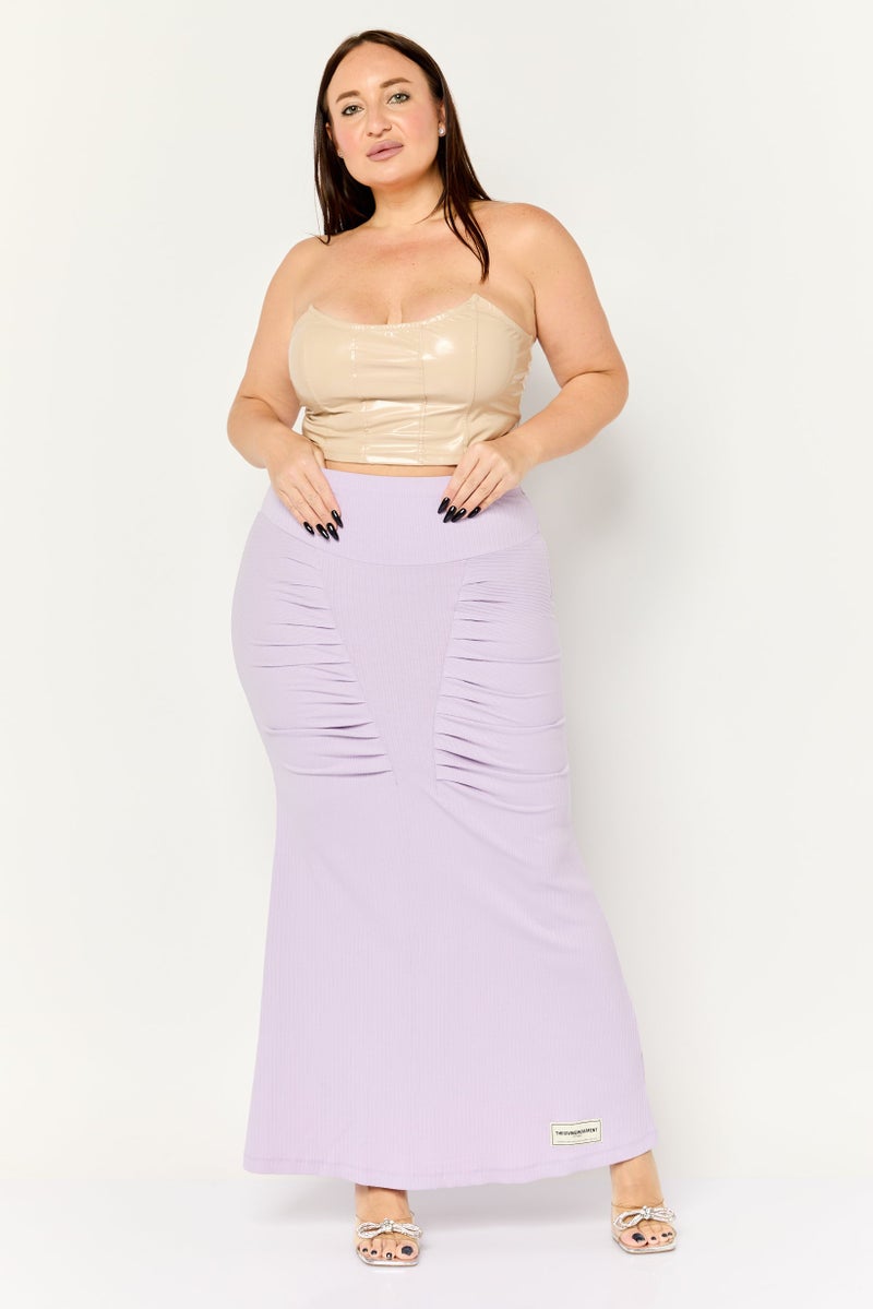 The Giving Movement Women Ribbed Mermaid Skirt, Lavender - Image 3