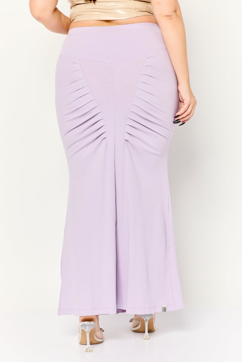 The Giving Movement Women Ribbed Mermaid Skirt, Lavender - Image 2