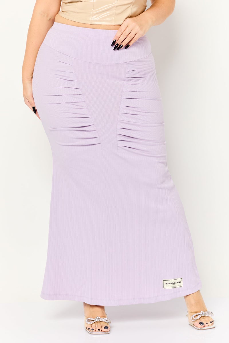 The Giving Movement Women Ribbed Mermaid Skirt, Lavender - Image 1