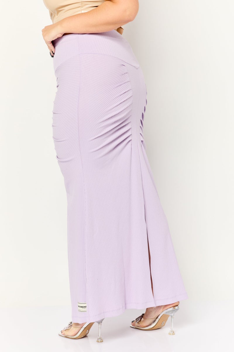The Giving Movement Women Ribbed Mermaid Skirt, Lavender - Image 4