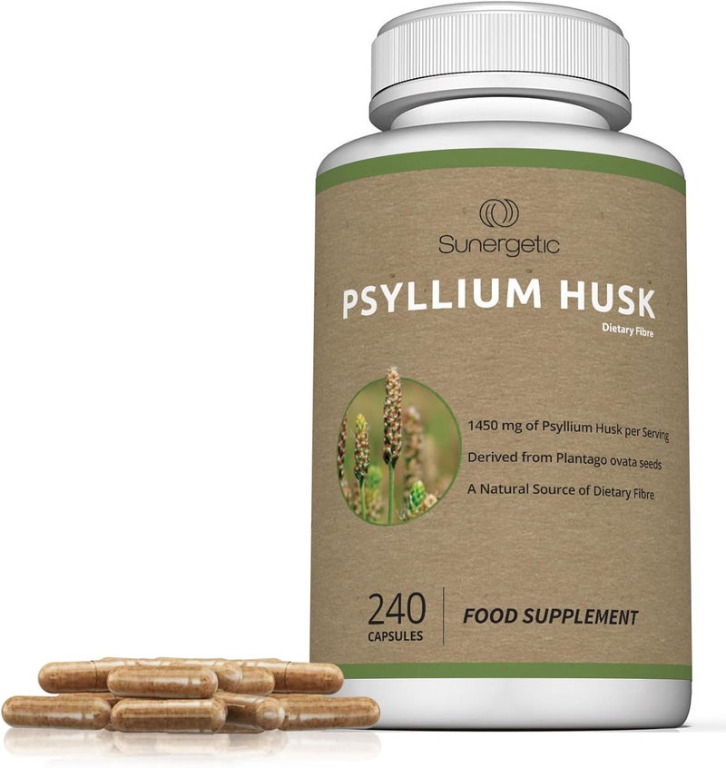 Sunergetic Premium Psyllium Husk Capsules Psyllium Husk Fibre Supplement Helps Support Digestion Intestinal Health Regularity 240 Capsules - Image 5