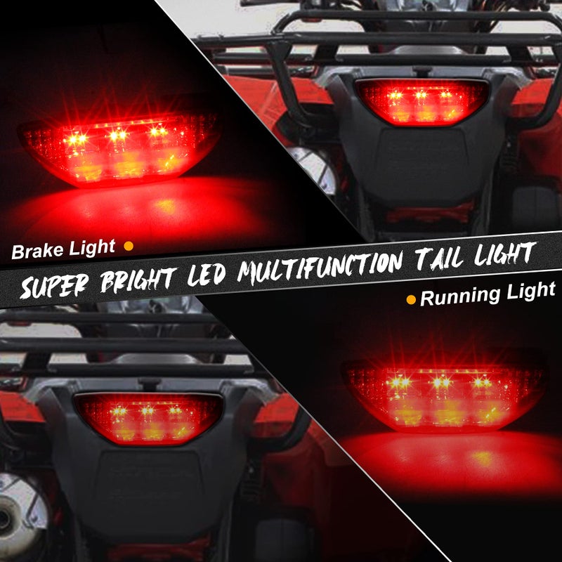 QUASCO Smoked LED Tail Light ATV Motorcycle Taillight Brake Lamp Compatible with Honda TRX 250 300 400EX TRX400X 500 700, Red - Image 2