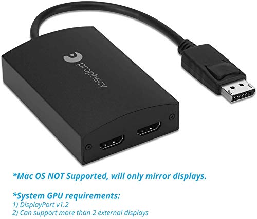 gofanco Prophecy 1x2 DisplayPort 1.2 to 2 Port HDMI Multi Monitor Adapter – DP to Dual HDMI MST Hub w. Extended Display Mode, 4K @30Hz, for Windows PCs, Not Mac OS Compatible, TAA Compliant - Image 2