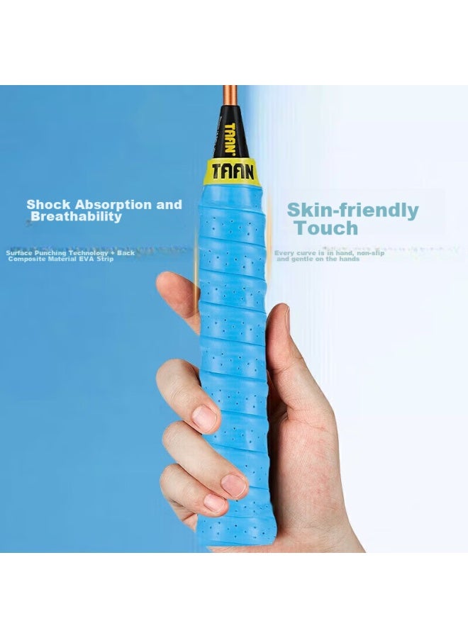 Taan Badminton Racket Grip Tape, Spine Binding Tape, Perforated Handle Wrap, Three-pack Twq3 Black/blue/luminous Yellow - Image 5