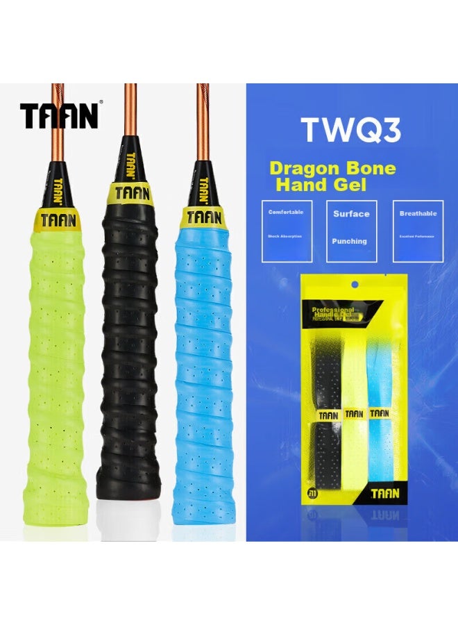 Taan Badminton Racket Grip Tape, Spine Binding Tape, Perforated Handle Wrap, Three-pack Twq3 Black/blue/luminous Yellow - Image 1