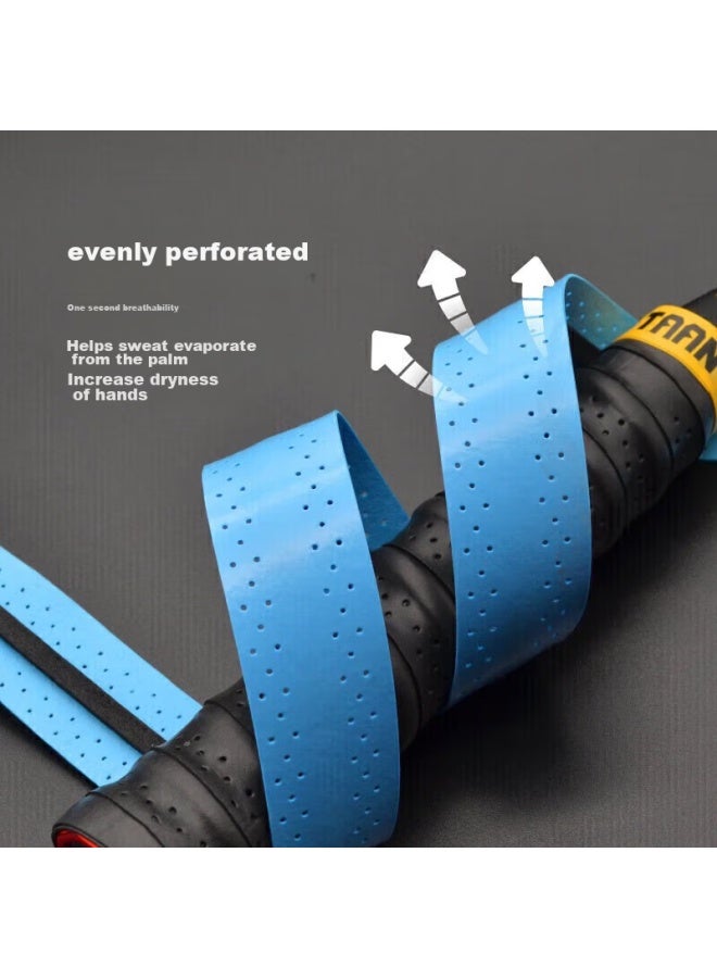 Taan Badminton Racket Grip Tape, Spine Binding Tape, Perforated Handle Wrap, Three-pack Twq3 Black/blue/luminous Yellow - Image 4