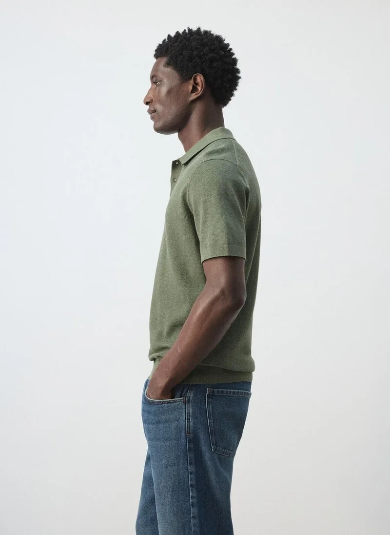 Mango Man  Fine knit polo shirt with microstructure for Men | Best Price UAE