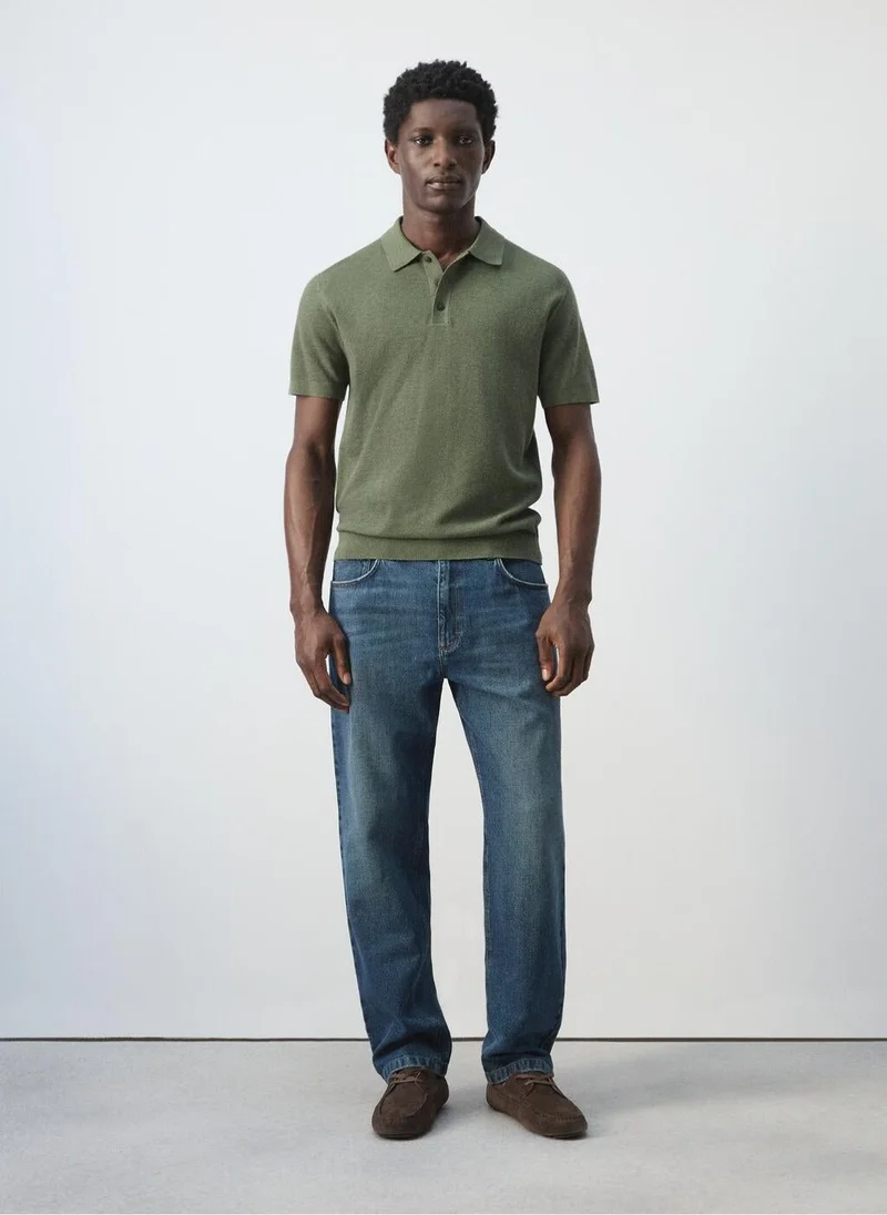 Mango Man  Fine knit polo shirt with microstructure for Men | Best Price UAE