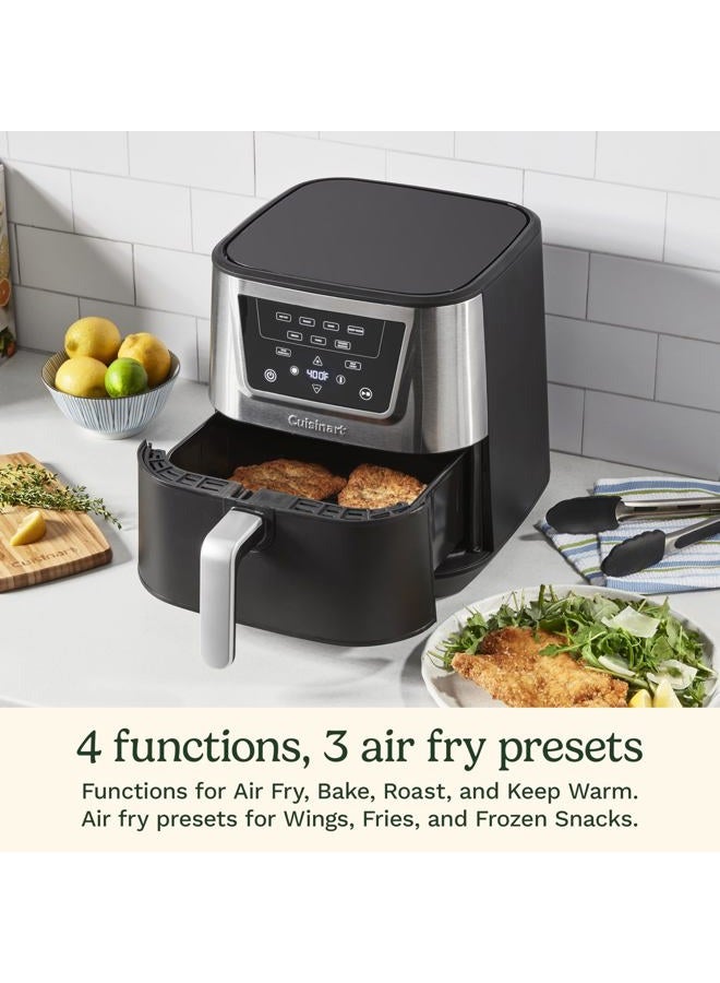 Cuisinart Air Fryer, Large 6-Quart Basket with 4 Cooking Functions to Air Fry, Bake, Roast, and Keep Warm, 3 Presets, PFAS-Free, Dishwasher-Safe Parts, AIR-180, Black & Stainless Steel - Image 2