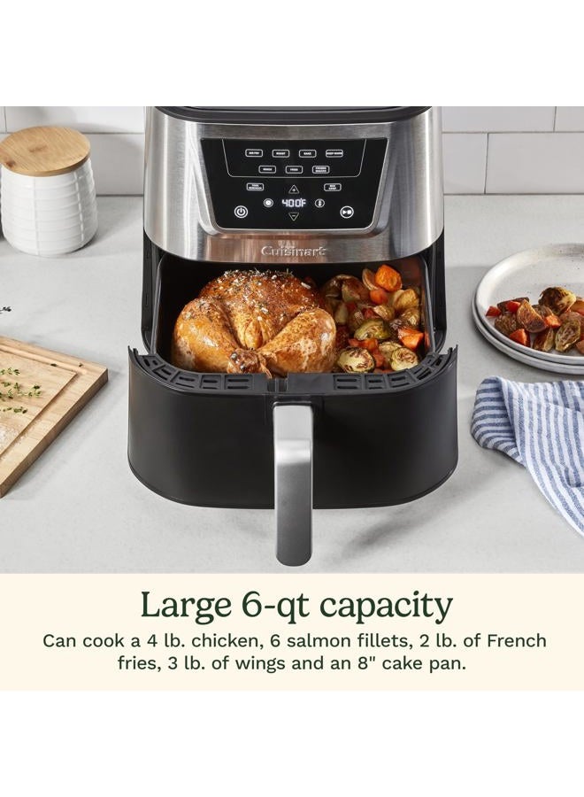 Cuisinart Air Fryer, Large 6-Quart Basket with 4 Cooking Functions to Air Fry, Bake, Roast, and Keep Warm, 3 Presets, PFAS-Free, Dishwasher-Safe Parts, AIR-180, Black & Stainless Steel - Image 3