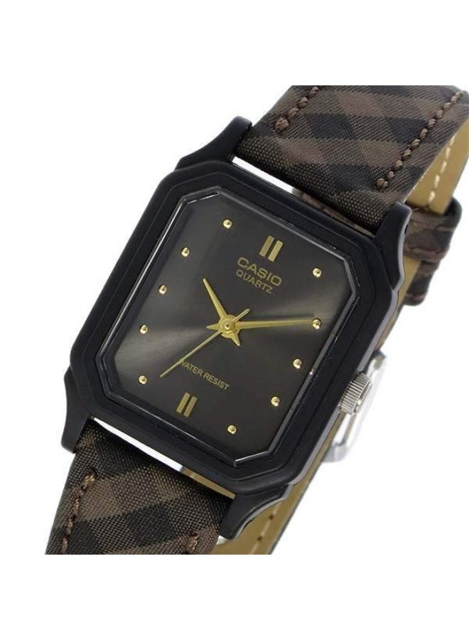 CASIO Analog Women’s Watch LQ-142LB-1ADF, 31.7 mm Black Dial, Resin Case & Brown Leather Band, Water Resistant - Image 4