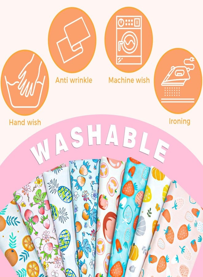Aubliss 8pcs Fat Quarter Fabric Bundles (100% Cotton - 20'' x 20'') Quilting Cotton Craft Fabric Pre-Cut Squares Sheets for Patchwork Sewing Quilting Crafting (Fruit) - Image 4