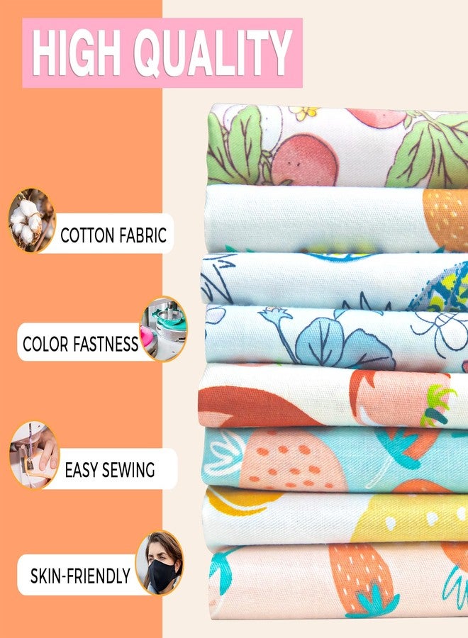 Aubliss 8pcs Fat Quarter Fabric Bundles (100% Cotton - 20'' x 20'') Quilting Cotton Craft Fabric Pre-Cut Squares Sheets for Patchwork Sewing Quilting Crafting (Fruit) - Image 3