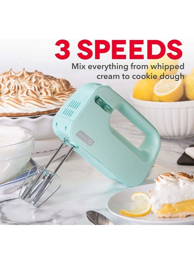 Dash Smart Store Compact Hand Mixer Electric for Whipping + Mixing Cookies, Brownies, Cakes, Dough, Batters, Meringues & More, 3 speed, Aqua - Image 2