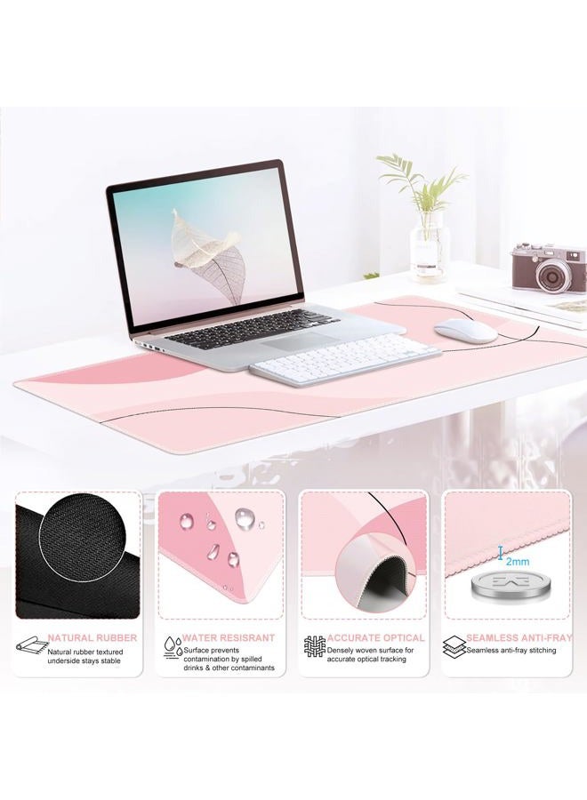 iCasso Large Gaming Mouse Pad Wrist Support Set, Desk Mat, 4in1 XXL Mousepad + Keyboard Wrist Rest+Mouse Wrist Rest+Coaster Set with Ergonomic Design for Home Office Table Computer-Pink Art - Image 4