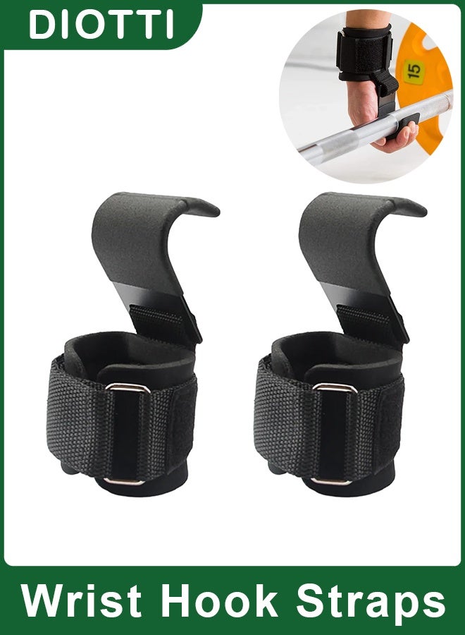 DIOTTI Heavy Duty Weight Lifting Hooks with Padded Wrist Straps, 600 lbs Support Grip Assist for Deadlifts, Pull-Ups, Rows & Shrugs, Non-Slip Steel Hand Grips for Men & Women - Image 1