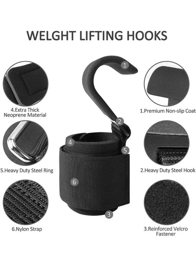 DIOTTI Heavy Duty Weight Lifting Hooks with Padded Wrist Straps, 600 lbs Support Grip Assist for Deadlifts, Pull-Ups, Rows & Shrugs, Non-Slip Steel Hand Grips for Men & Women - Image 2