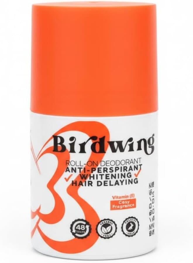 Birdwing Roll - On Deodorant -Whitening, Hair Delaying, 48H Protection, Vitamin E Formula -Cozy Fragrance